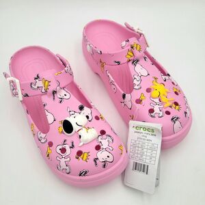 Crocs Peanuts Snoopy Mary Jane Shoes Woodstock Pink Women's Size 10 NWT
